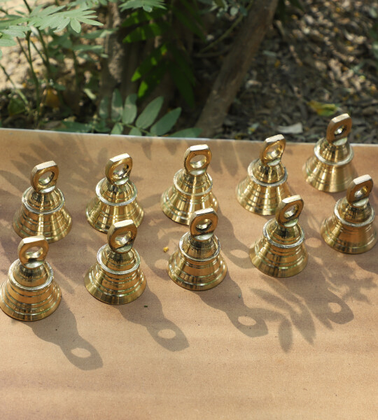 SET OF 100 2" Height Indian Brass Bells Jingle Bells For Crafts, Chimes, Christmas Décor Bells Pet Bell-PLAIN