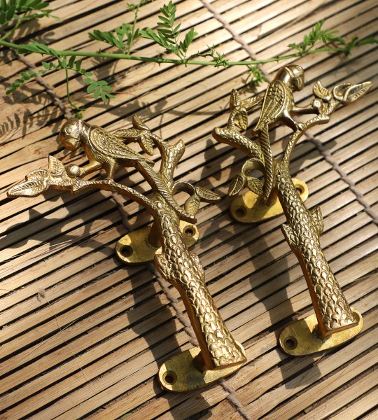 Handcrafted Design Brass Door Handle Pull (Tree)