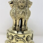 Golden Finish Brass Ashoka Pillar Indian Table Décor