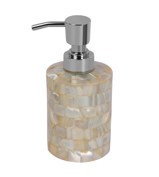 Mother of Pearl Bathroom Counter Top Accessory Soap Dispenser-Round