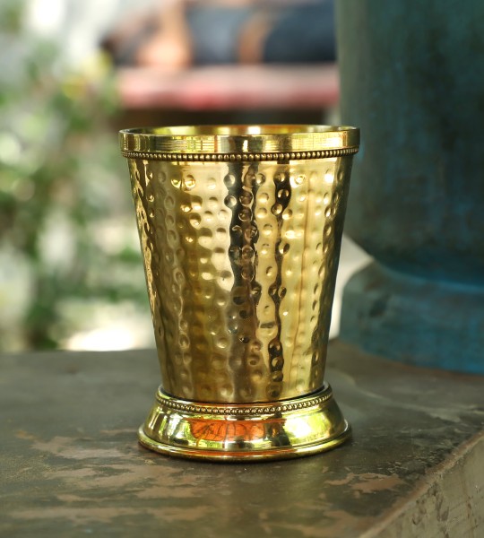 Brass Mint Julep Cup Goblet Tumbler Capacity-350 ML HAMMERED