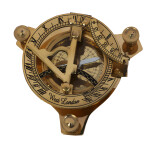 Magnetic Compass with Beautiful Brass Finish Sundial Sun Clock 3 Inch Navigation Pocket Compass with Brown Leather Case