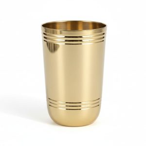 HANDTECHINDIA Pure Brass Glass Tumbler 300 ML with Beautiful Taj Design, for Drinking Serving Water, Yoga & Ayurveda Drinkware Daily Use.
