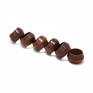 Wooden Napkin Ring Set, Decorative Modern Design, Set of 6 Wooden Home Decor Accent for Kitchen Table Decoration