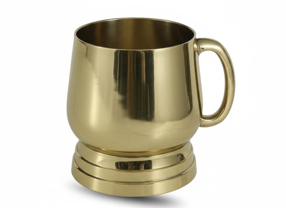 HANDTECHINDIA Handcrafted Brass Multipurpose Glass Traditional Drinking Tumbler for Water, Juice, Ayurveda, Pooja & Home Decor Vintage Style 150ml (5 oz) Utility Cup.