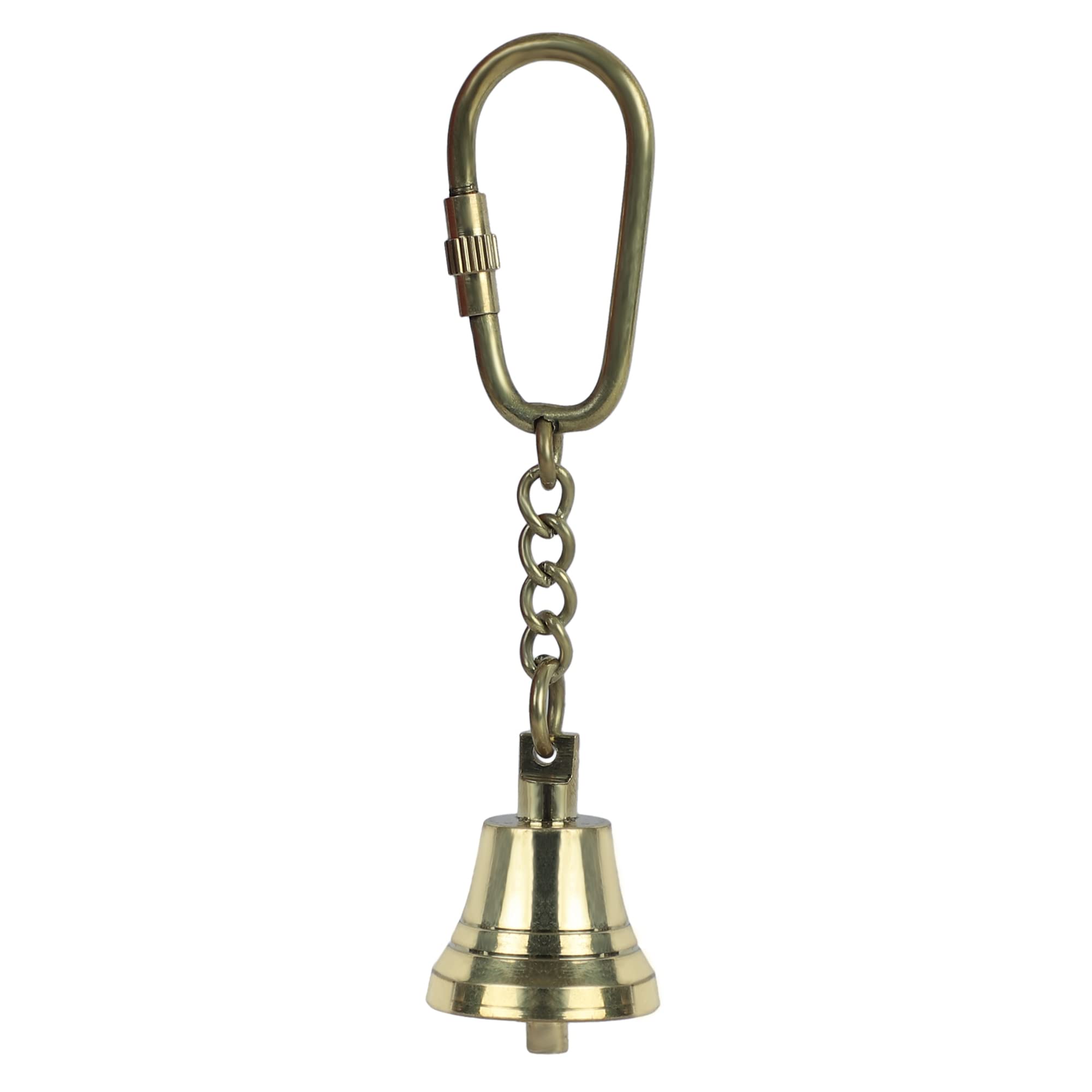 HANDTECHINDIA Inspirational Pendant Keychain with Brass Key Ring Key Organizer Key Holder Ring Golden Bell in Golden Color for Men Women Kids