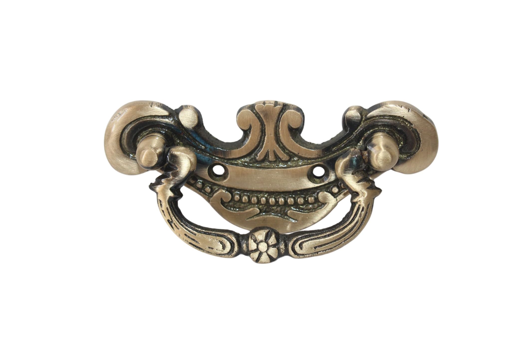 HANDTECHINDIA Antique Brass Drawer Pull Handles Set with Brass Screws Vintage Cabinet Handles Decorative Dresser Pulls for Furniture, Cupboard, Wardrobe, Desk & Chest Drawers (Type-1)