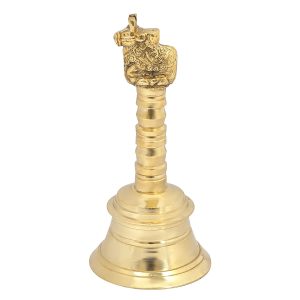 Hand Bell Metal Decorative Brass Wedding Bell Service Call Bell Christmas Pooja Bell for Prayer and Meditation (Nandi)