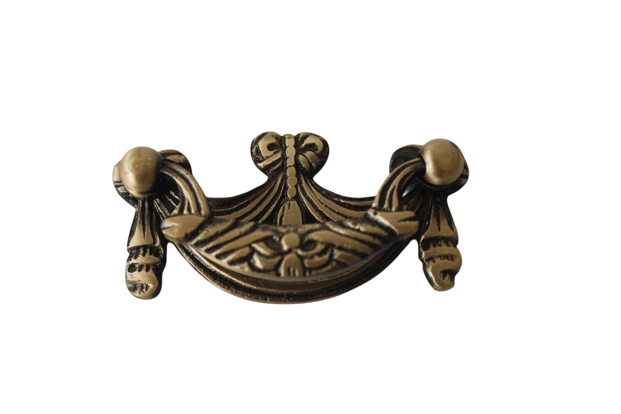 HANDTECHINDIA Antique Brass Drawer Pull Handles Set with Brass Screws Vintage Cabinet Handles Decorative Dresser Pulls for Furniture, Cupboard, Wardrobe, Desk & Chest Drawers (Type-3)