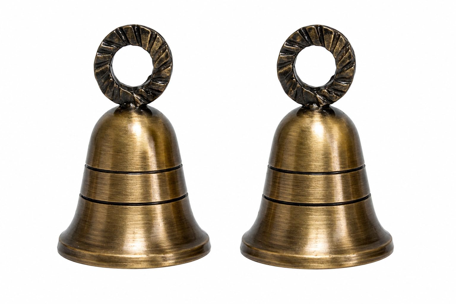 Antique-Gold Plain Indian Brass Bells Jingle Bells Home Door Dรฉcor Crafts Bells Christmas Decor Bells Pet Bells Christmas Craft Bells in Various Size and Set. (2, 1.25 inch)