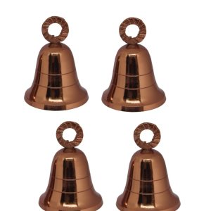 Plain and Embossed Gold Indian Brass Bells Jingle Bells Home Door Décor Crafts Bells Christmas Decor Bells Pet Bells Christmas Craft Bells in Various Size and Set. (4, Rose-Plain)