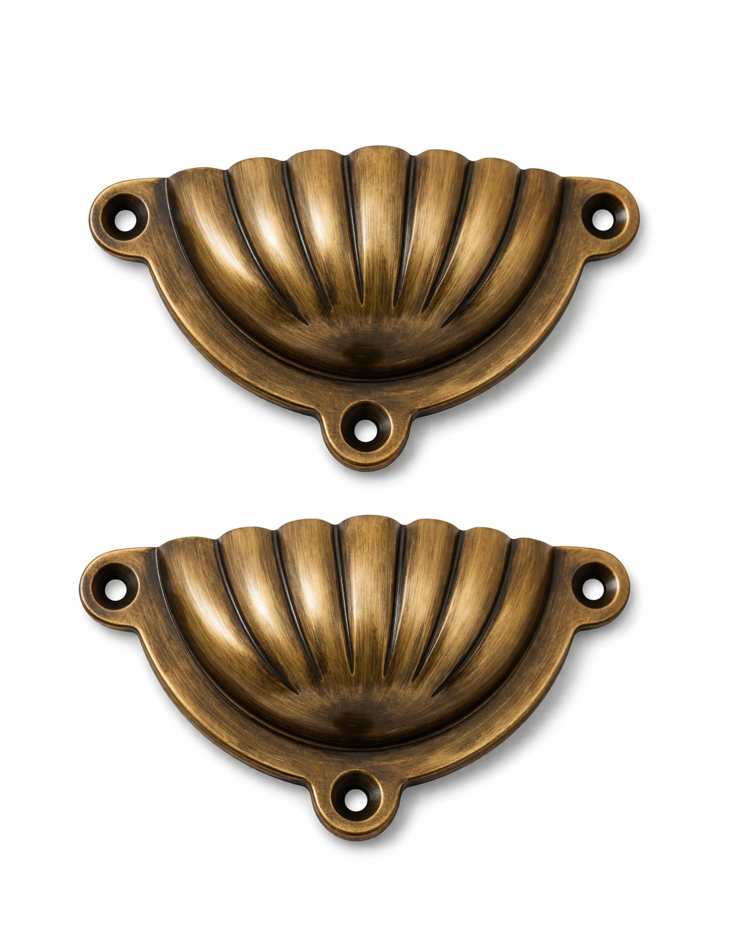 HANDTECHINDIA Antique Brass Drawer Pull Handles Set with Brass Screws Vintage Cabinet Handles Decorative Dresser Pulls for Furniture, Cupboard, Wardrobe, Desk & Chest Drawers (Type-6 Pack of 2)